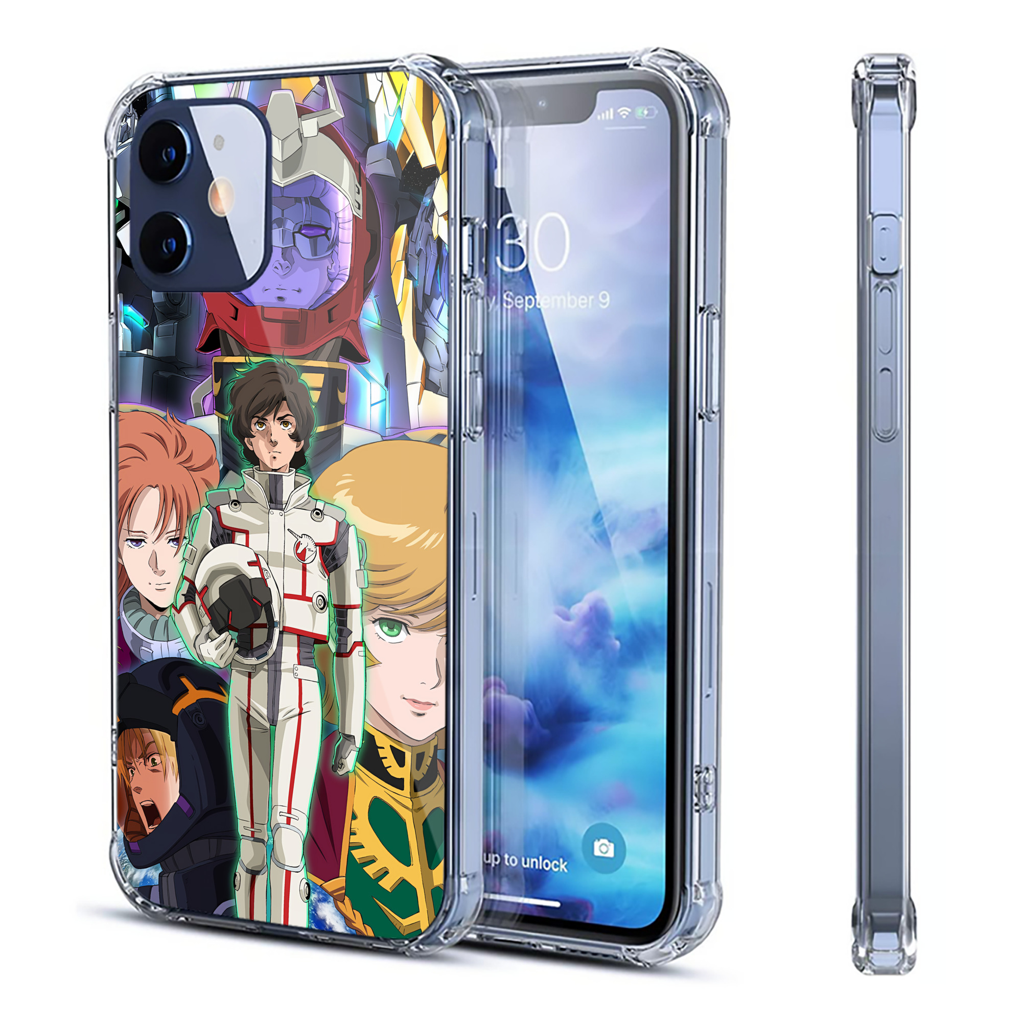 （画像用） 機動戦士ガンダム Mobile Suit Gundam 【iPhone 12シリーズ対応】透明スマホケース（クリアソフトケース）